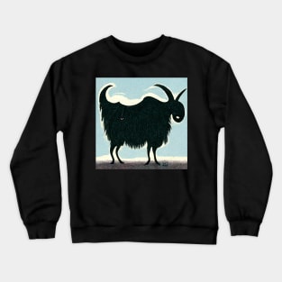 Silhouette of a furry billy goat with horns. Crewneck Sweatshirt